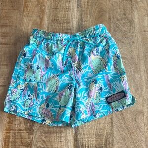 Vineyard Vines Teal Parrot Print Swim Shorts